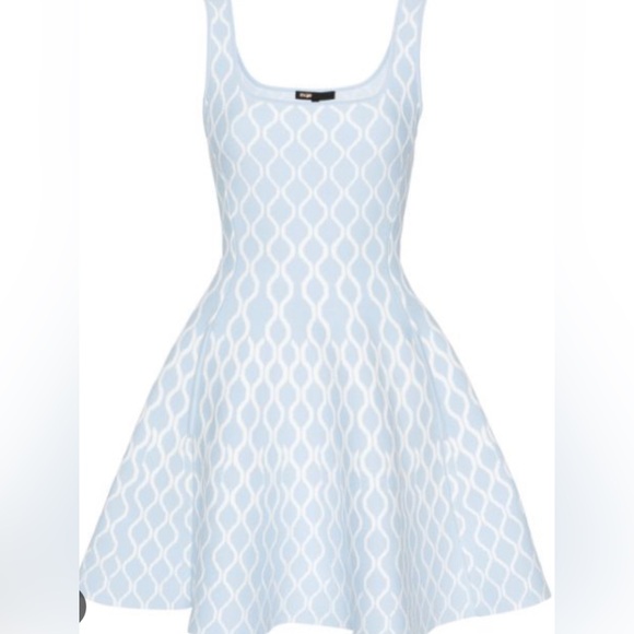NEW $415 Maje Russel Wave Printed Mini Dress light blue knit 38 M runs small - Picture 4 of 6